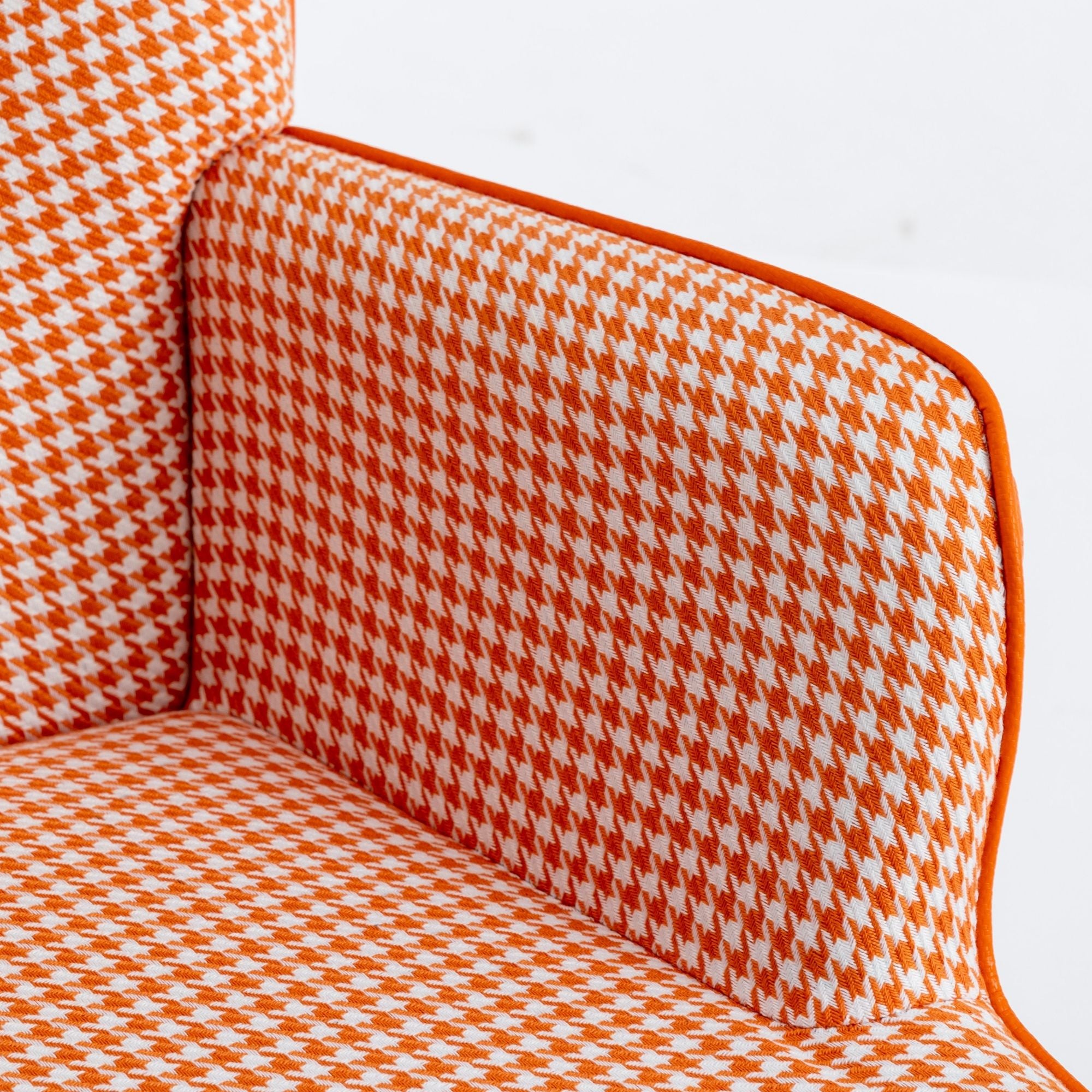 35.5-Inch Rocking Chair, Cozy Reading Chair with Houndstooth and Leather Upholstery, Comfortable Wingback Glider for Nursery, Living Room, Bedroom, or Balcony