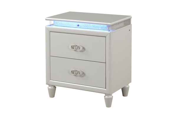 Perla LED Night Stand Made with Wood in Milky White