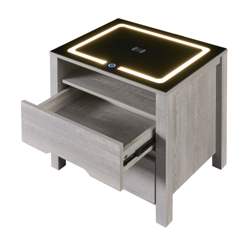 Smart Furniture Bedside Table Minimalist Rechargeable Multi-functional Solid Wood Bedside Nightstands With Wireless Charging