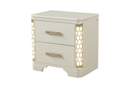 Jasmine Nightstand With Side LED Lightning Made With Wood in Beige