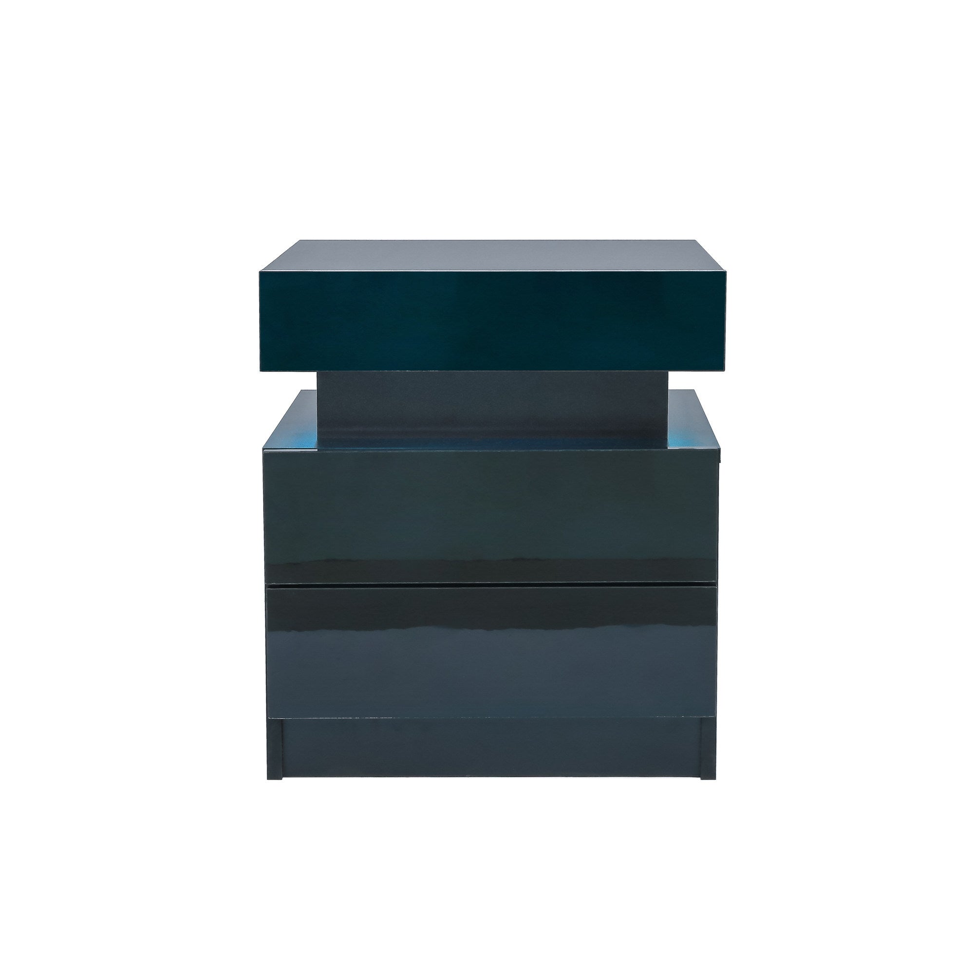Modern LED Nightstand with 2 High Gloss Drawers and RGB Lights – White