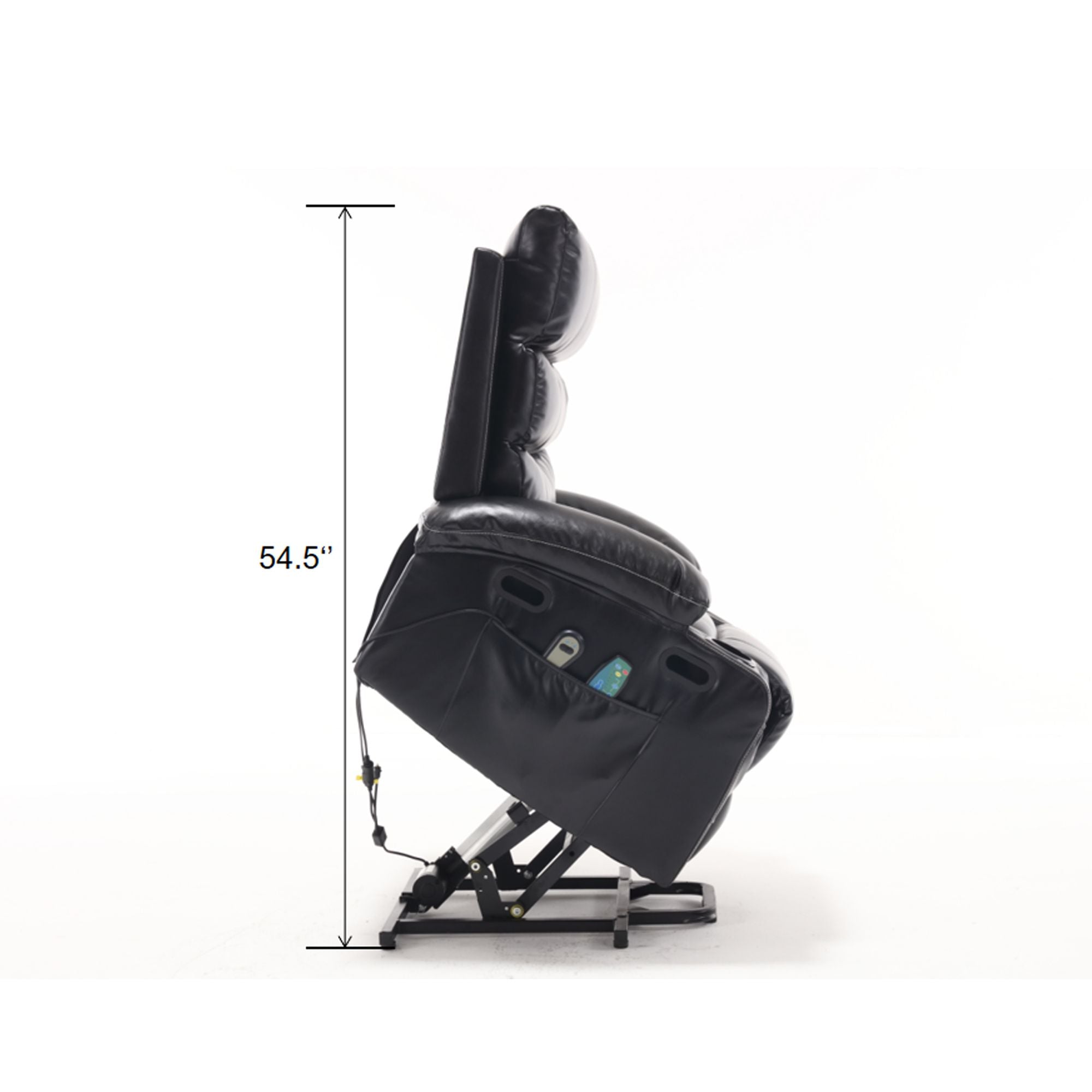 21" Wide Electric Lift Recliner for Elderly, Massage, Heat, Remote, Cup Holders, and Side Pockets