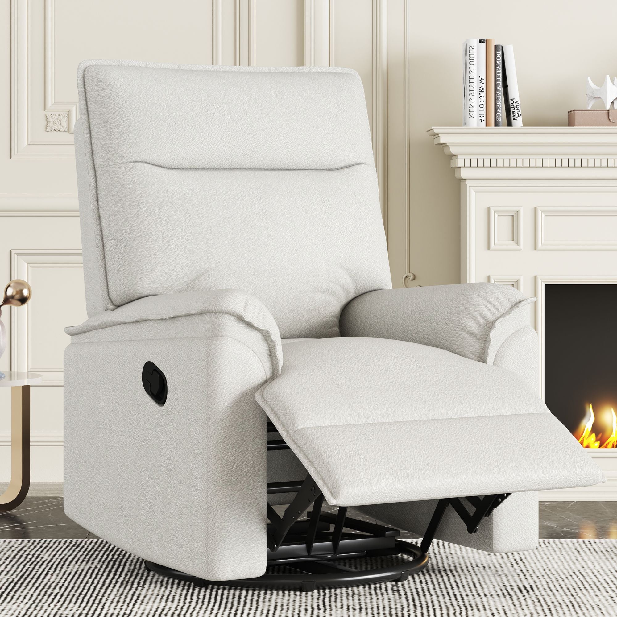 360 Degree Swivel Upholstered Manual Recliner Chair Theater Recliner Sofa Nursery Glider Rocker for Living Room