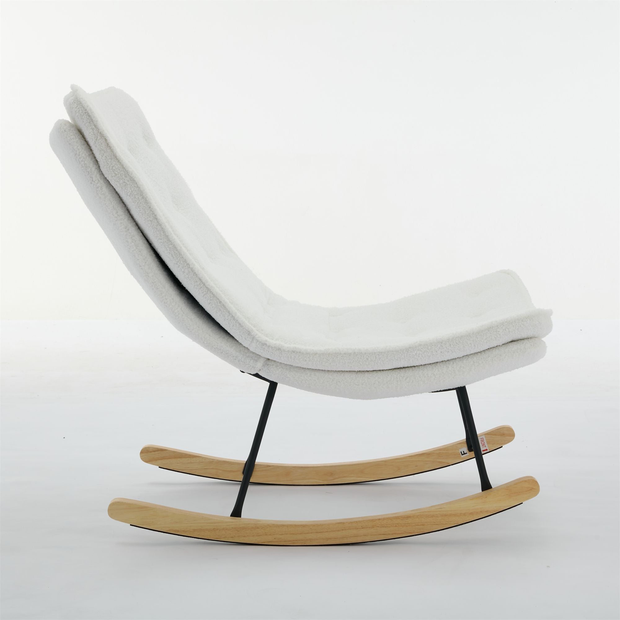 Armless Upholstered Lounge Chair with Wide Backrest and Wooden Rocking Base – Comfortable and Stylish
