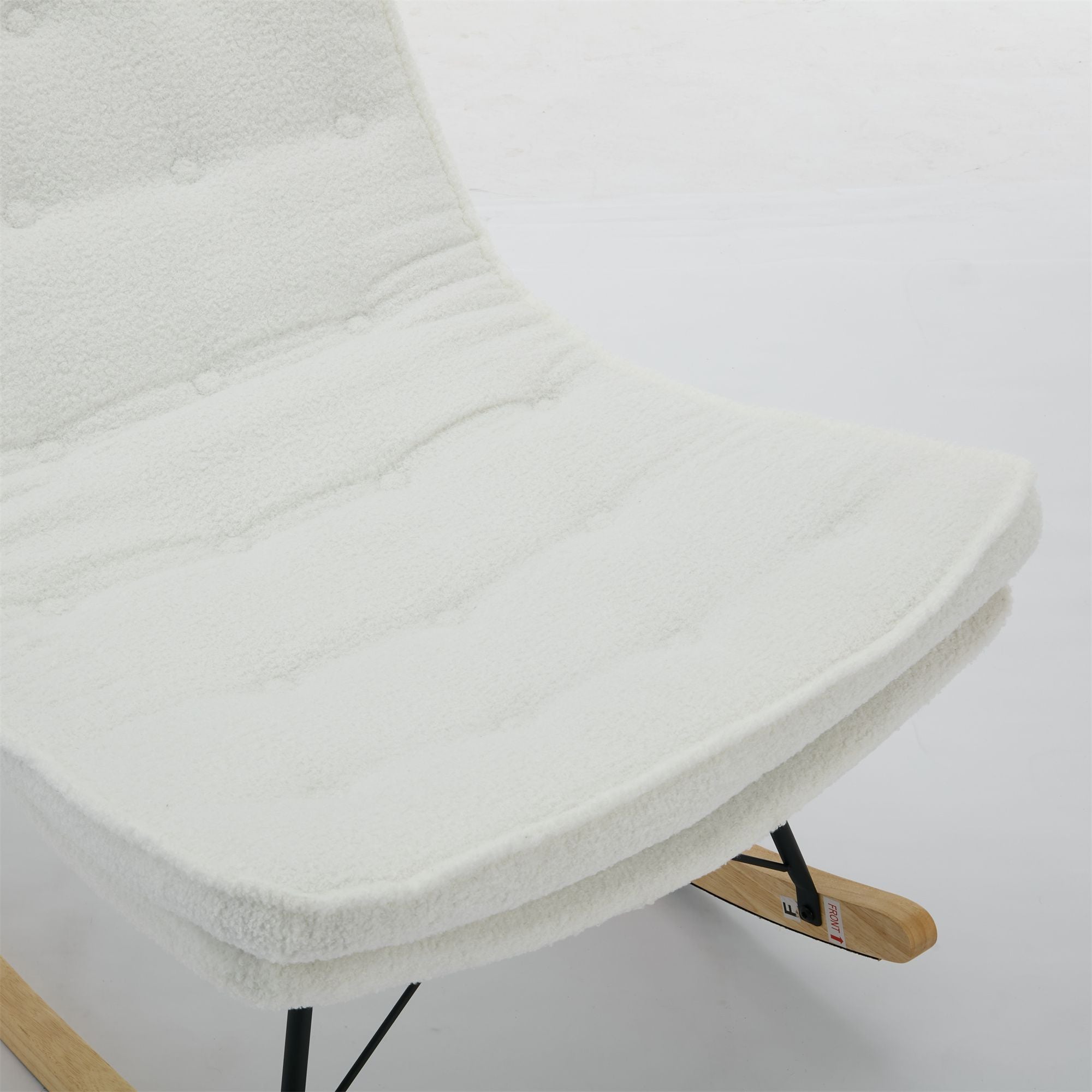 Armless Upholstered Lounge Chair with Wide Backrest and Wooden Rocking Base – Comfortable and Stylish