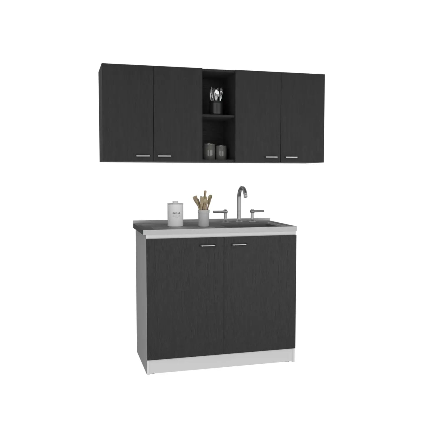 Luther 2 Piece Kitchen Set, Black / White