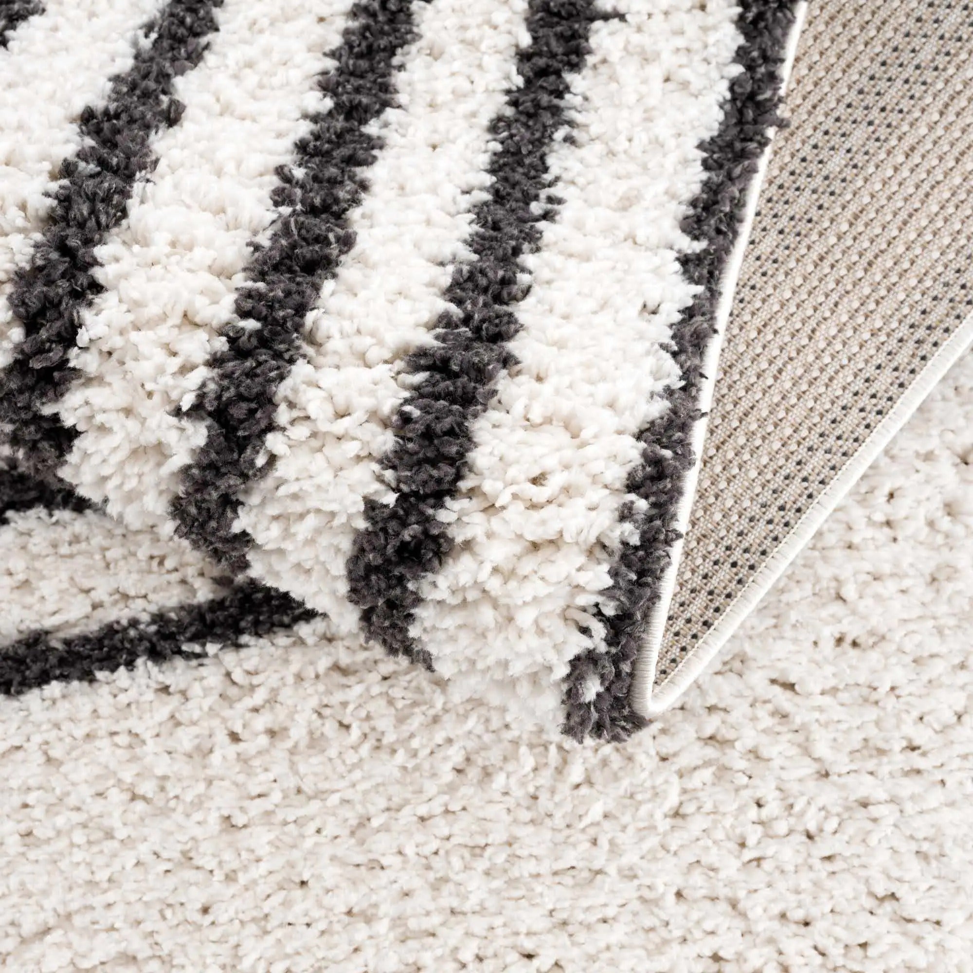 Bauer Black Rainbow Shag Area Rug – Plush Modern White Rug by Hauteloom