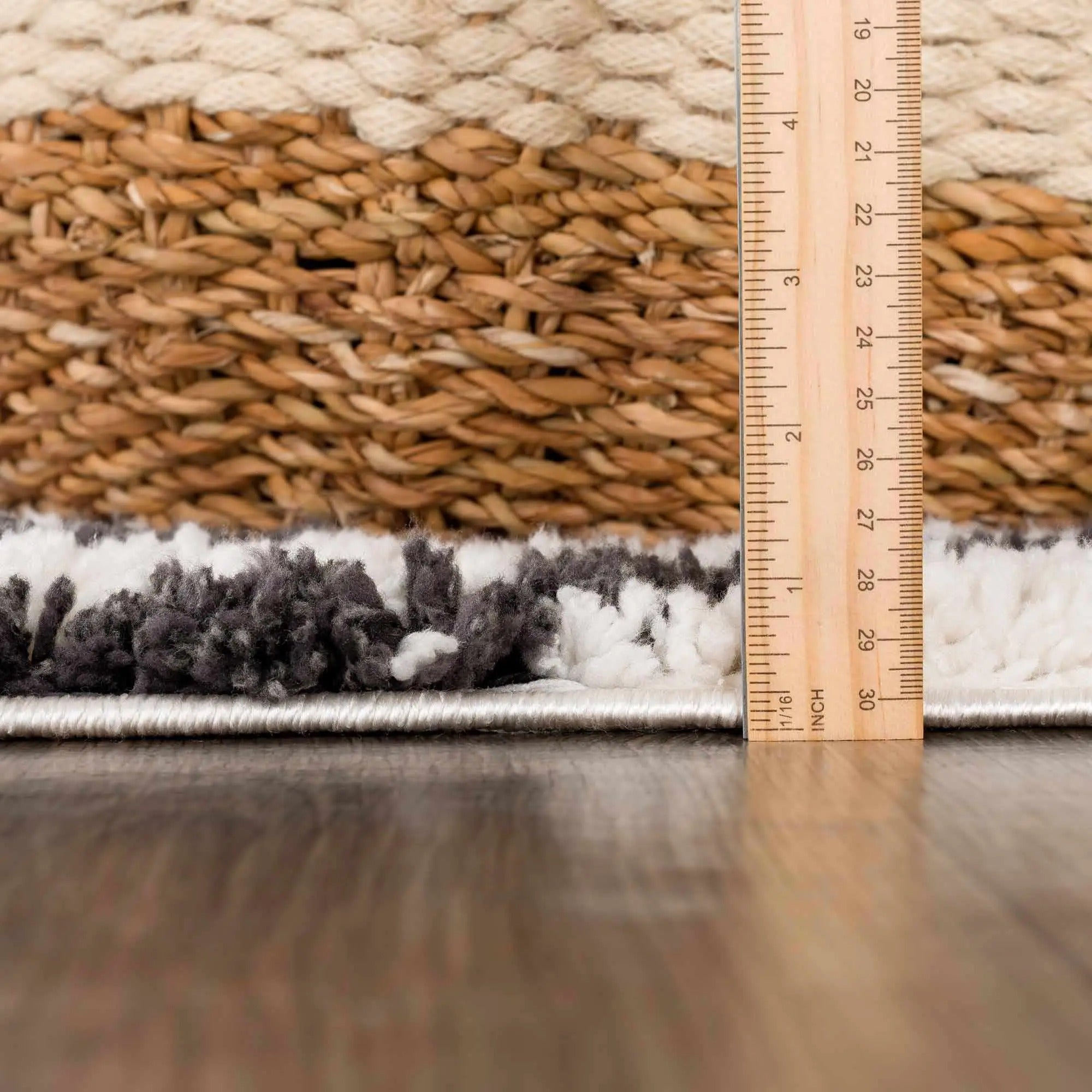 Bauer Black Rainbow Shag Area Rug – Plush Modern White Rug by Hauteloom