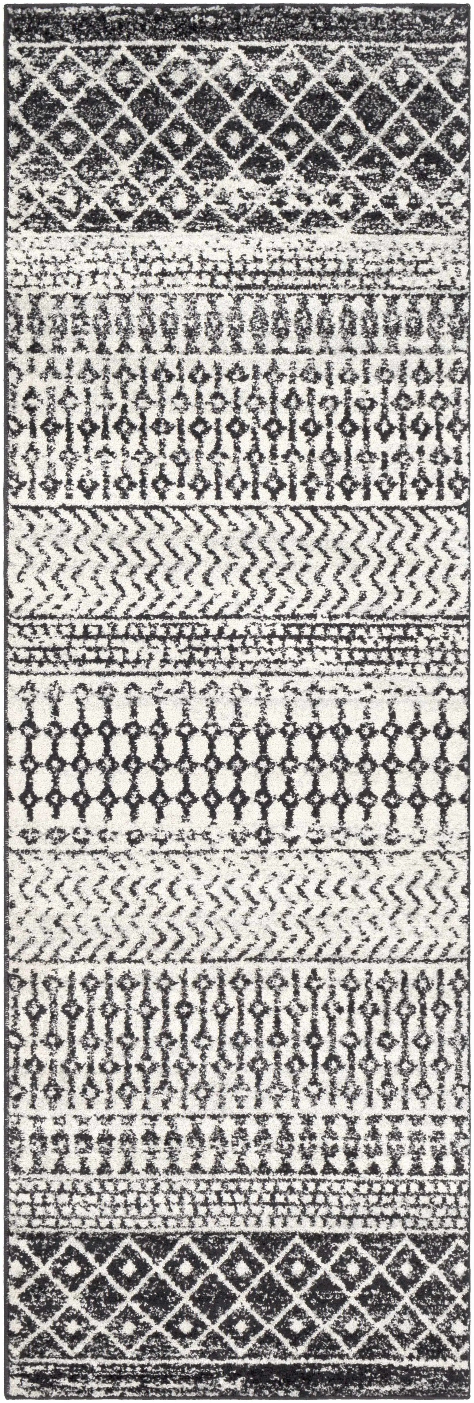 Hauteloom Constantin Area Rug – Black & Ivory Aztec Moroccan Boho Farmhouse Style, Machine-Woven Polypropylene, Medium Pile