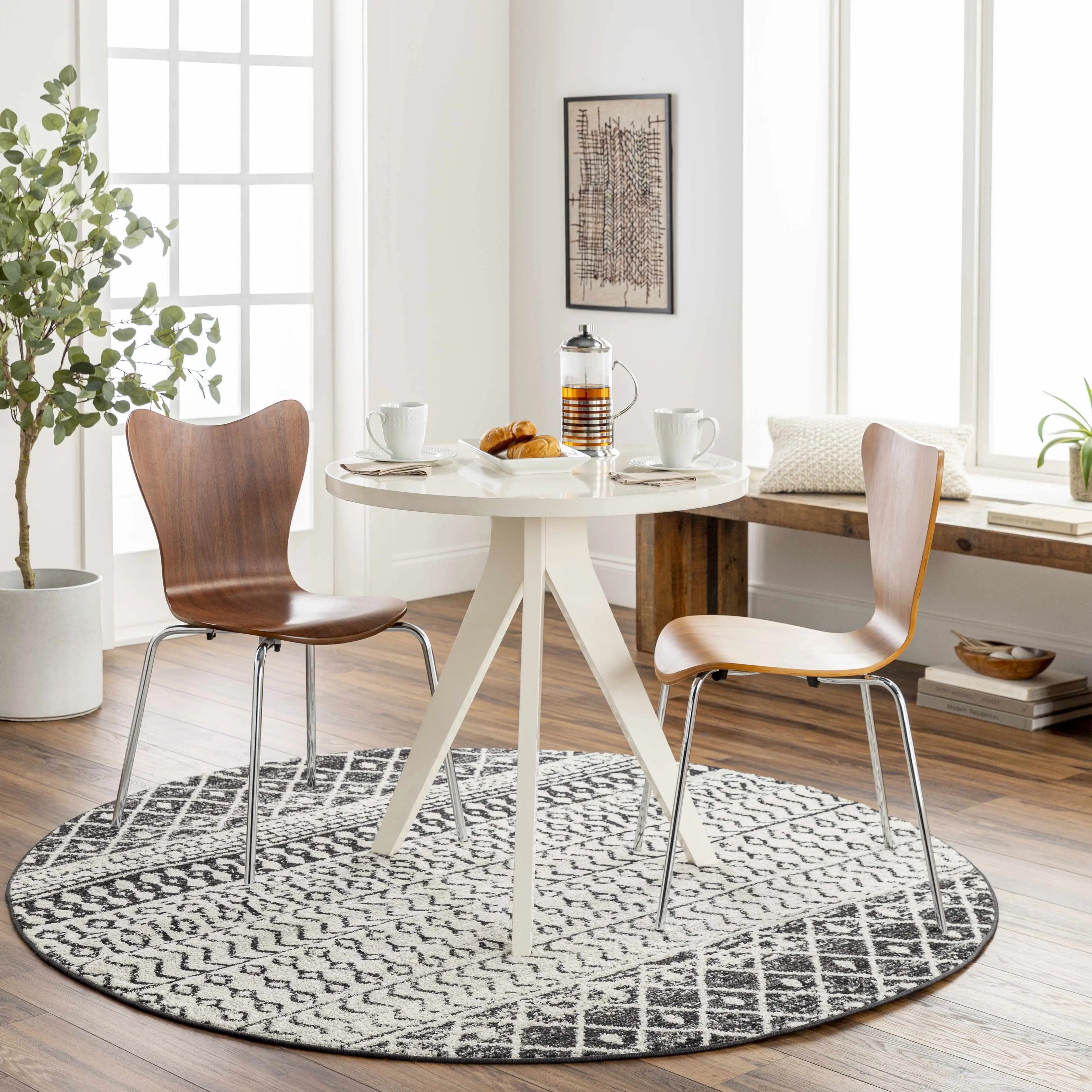 Hauteloom Constantin Area Rug – Black & Ivory Aztec Moroccan Boho Farmhouse Style, Machine-Woven Polypropylene, Medium Pile