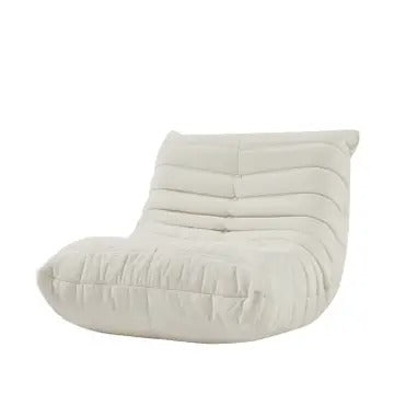 Armless Chenille Lazy Floor Lounge Chair – Ergonomic Floor Sofa with High-Density Foam, Lightweight & Compact Design for Living Room, Bedroom, Salon, White