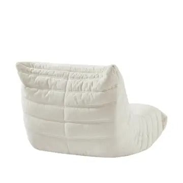 Armless Chenille Lazy Floor Lounge Chair – Ergonomic Floor Sofa with High-Density Foam, Lightweight & Compact Design for Living Room, Bedroom, Salon, White