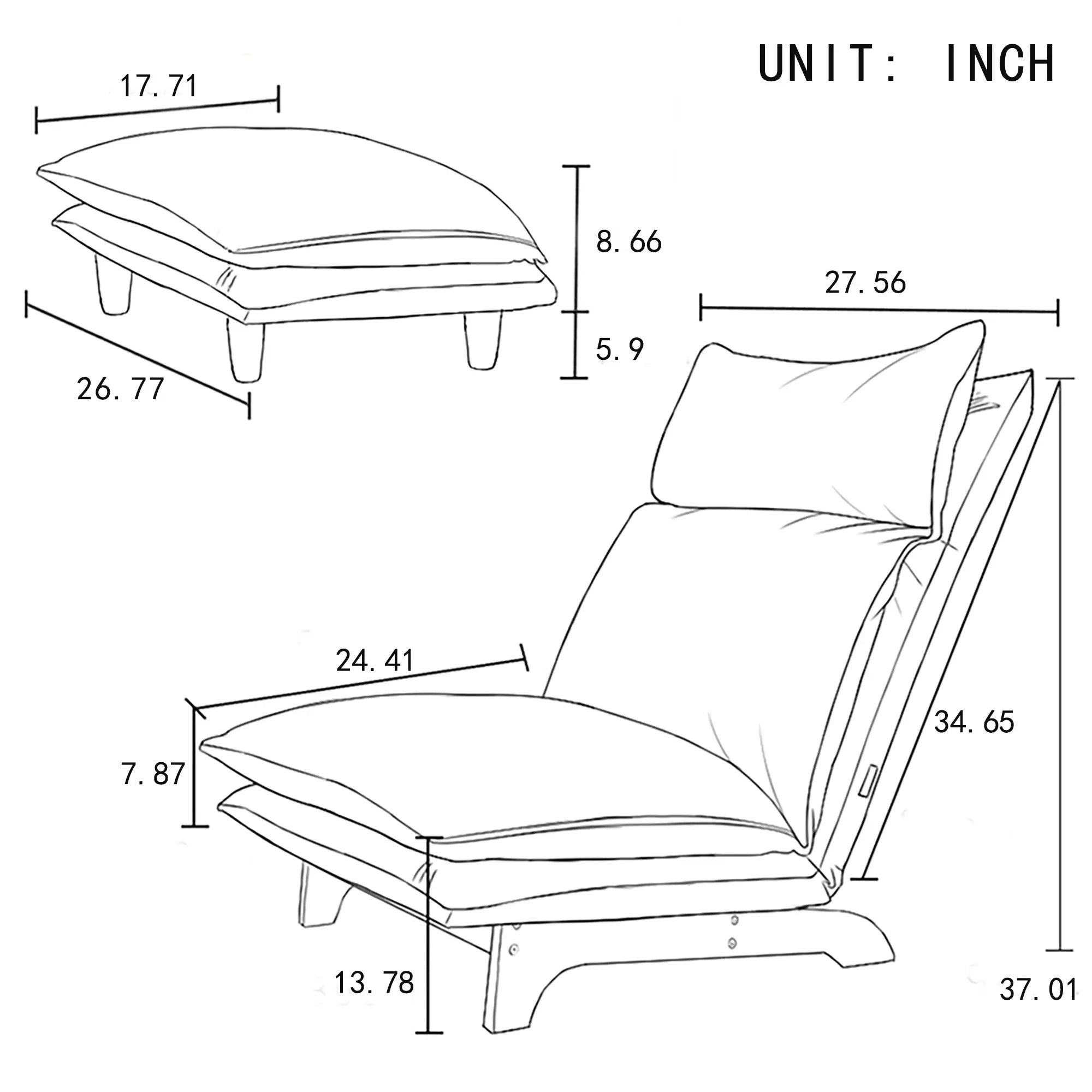 Adjustable Floor Sofa Chair with Foldable Backrest - Beige
