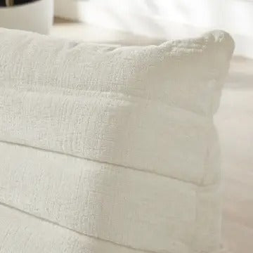 Armless Chenille Lazy Floor Lounge Chair – Ergonomic Floor Sofa with High-Density Foam, Lightweight & Compact Design for Living Room, Bedroom, Salon, White