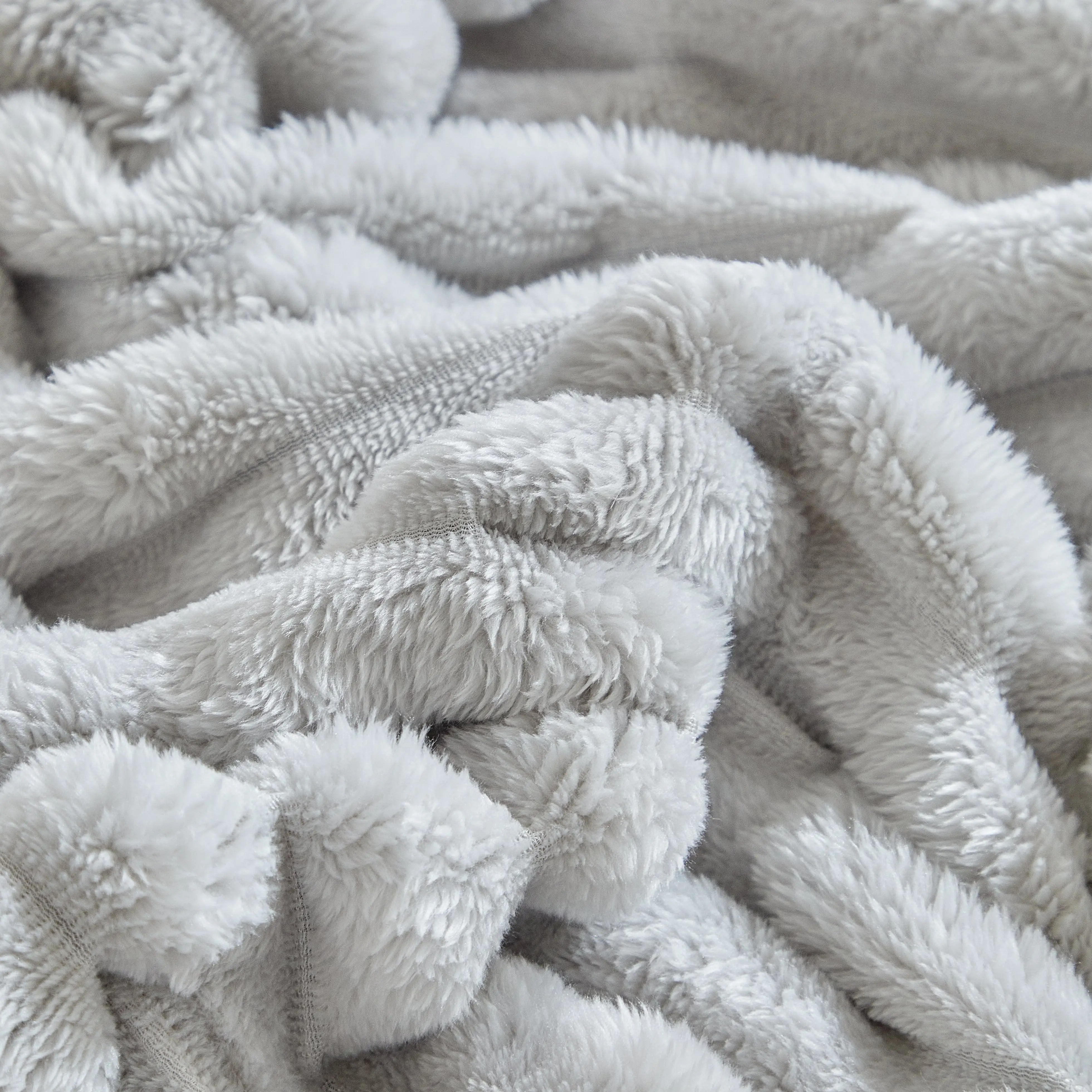 Soft Ruched Faux Fur Throw Blanket – Set Of 2 Ultra Plush Cozy Reversible Minky Blanket, 50x60", Multiple Colors