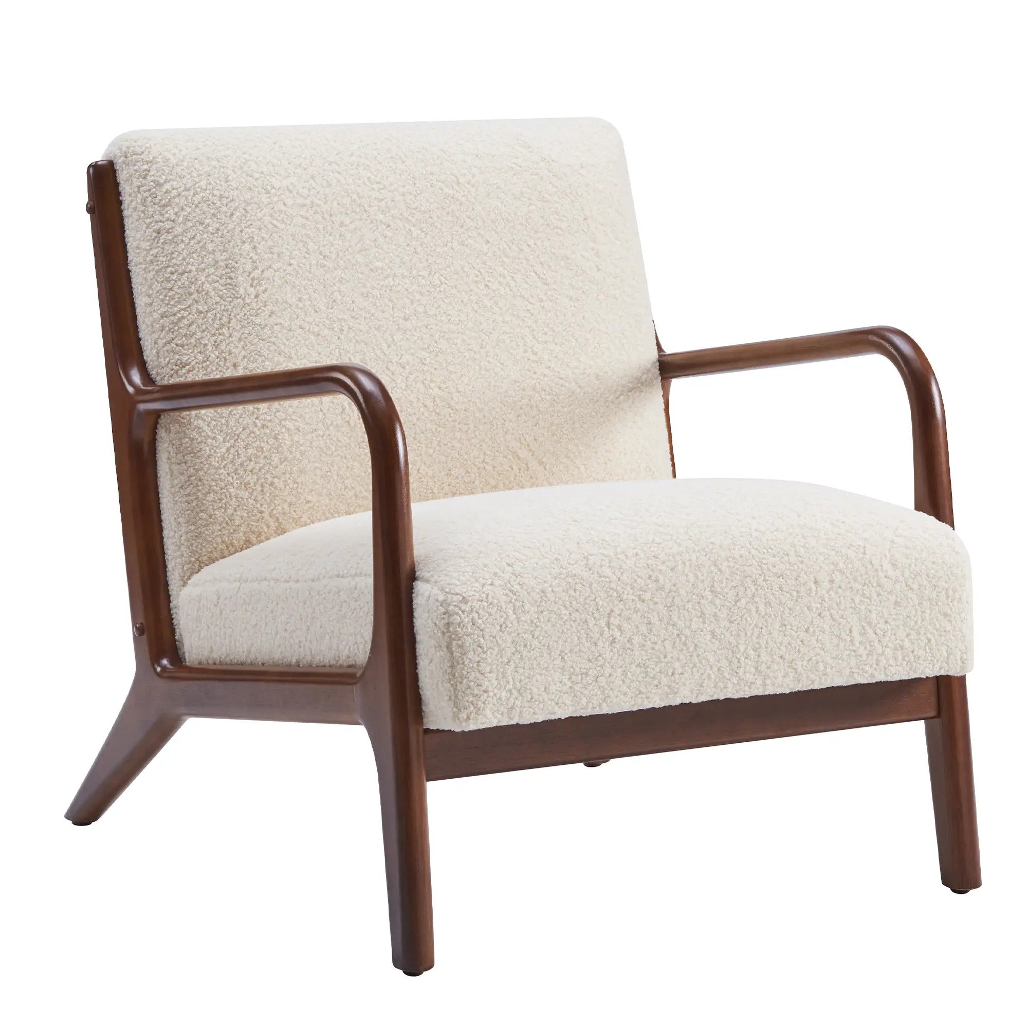 Leisure Armchair Mid-Century Modern Chair – Upholstered Single-Seater Accent Chair with Solid Wood Frame