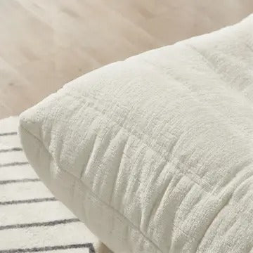 Armless Chenille Lazy Floor Lounge Chair – Ergonomic Floor Sofa with High-Density Foam, Lightweight & Compact Design for Living Room, Bedroom, Salon, White