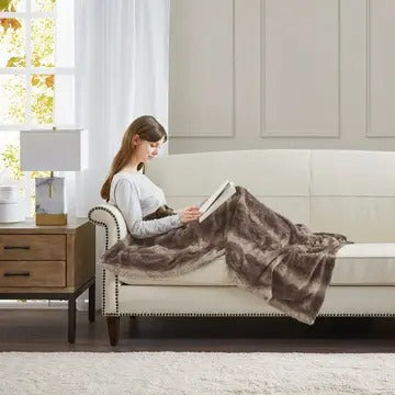Oversized 60"x70" Dark Brown Faux Fur Throw Blanket – Soft Reversible Faux Mink Blanket, OEKO-TEX Certified & Machine Washable