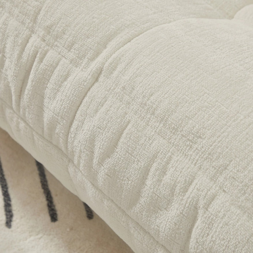 Armless Chenille Lazy Floor Lounge Chair – Ergonomic Floor Sofa with High-Density Foam, Lightweight & Compact Design for Living Room, Bedroom, Salon, White