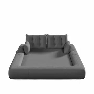 Human Dog Bed – 3-in-1 Foldable Sofa Couch, Grey Teddy Fabric Sleeper Sofa Bed for Living Room, Guest Room, or Playroom, 78.7” Multi-Functional Lazy Floor Sofa