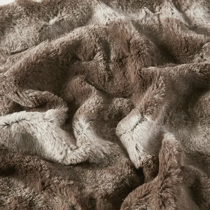 Oversized 60"x70" Dark Brown Faux Fur Throw Blanket – Soft Reversible Faux Mink Blanket, OEKO-TEX Certified & Machine Washable