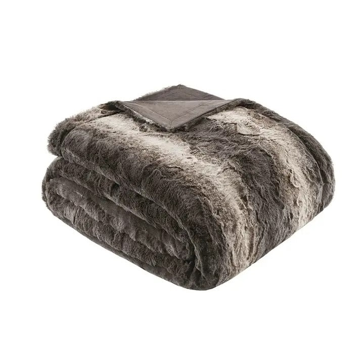 Oversized 60"x70" Dark Brown Faux Fur Throw Blanket – Soft Reversible Faux Mink Blanket, OEKO-TEX Certified & Machine Washable