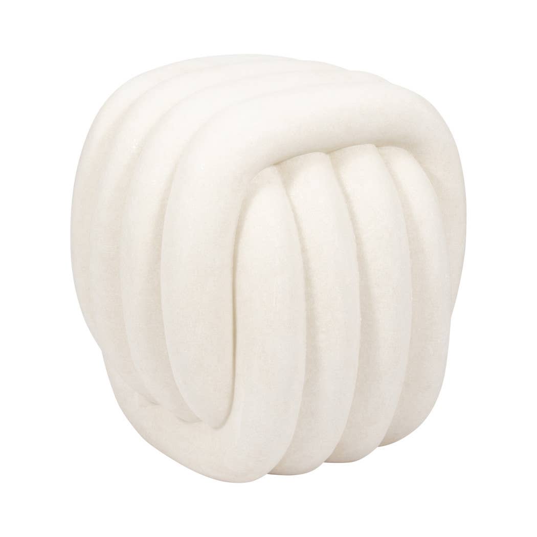 White Sculptural Knot Stool – Modern Resin Backless Accent Seat, 18"