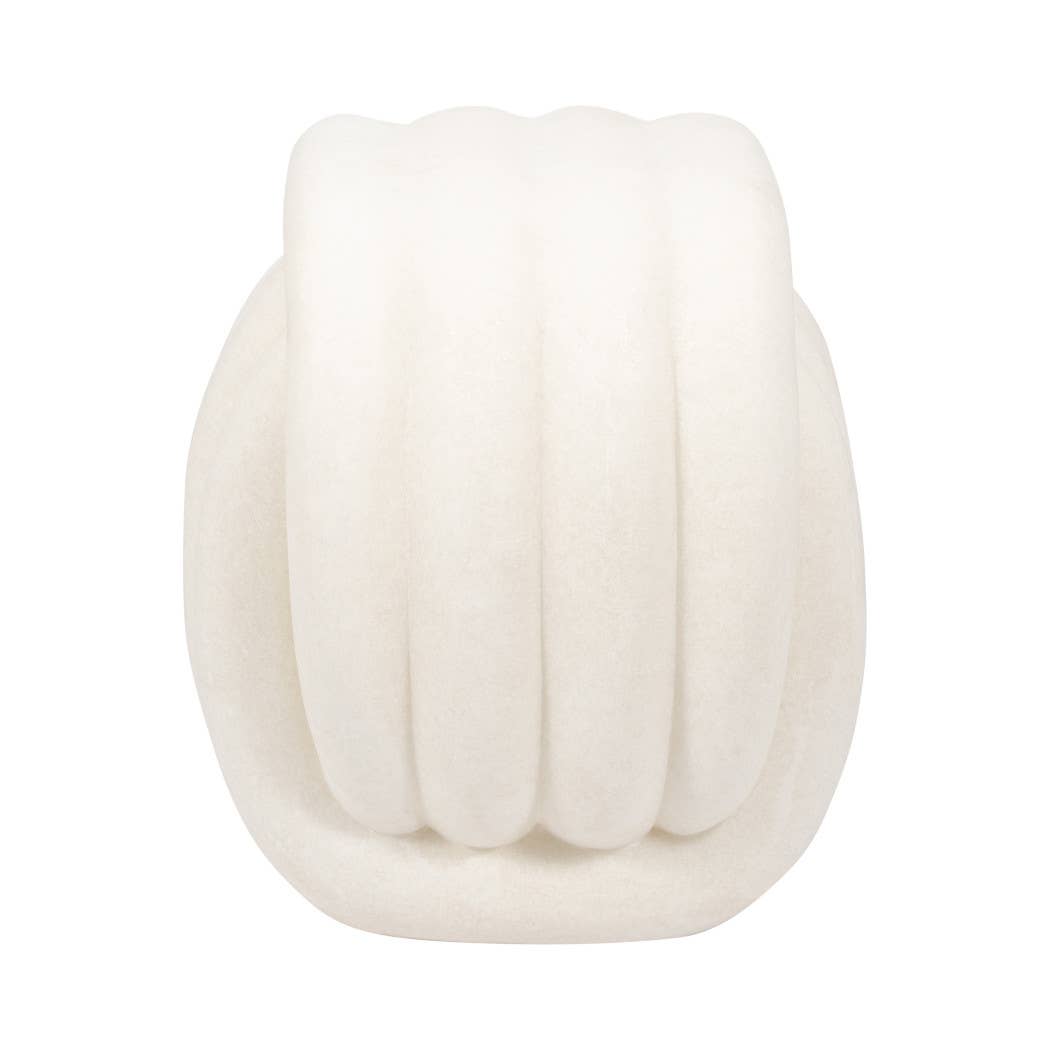 White Sculptural Knot Stool – Modern Resin Backless Accent Seat, 18"