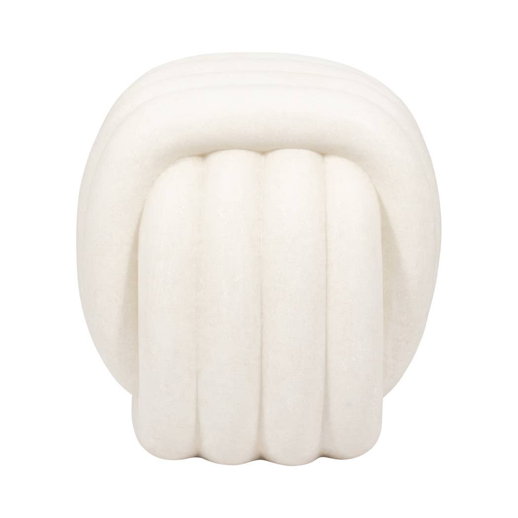 White Sculptural Knot Stool – Modern Resin Backless Accent Seat, 18"