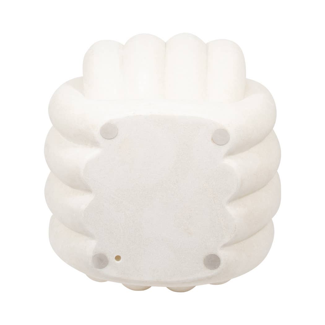 White Sculptural Knot Stool – Modern Resin Backless Accent Seat, 18"