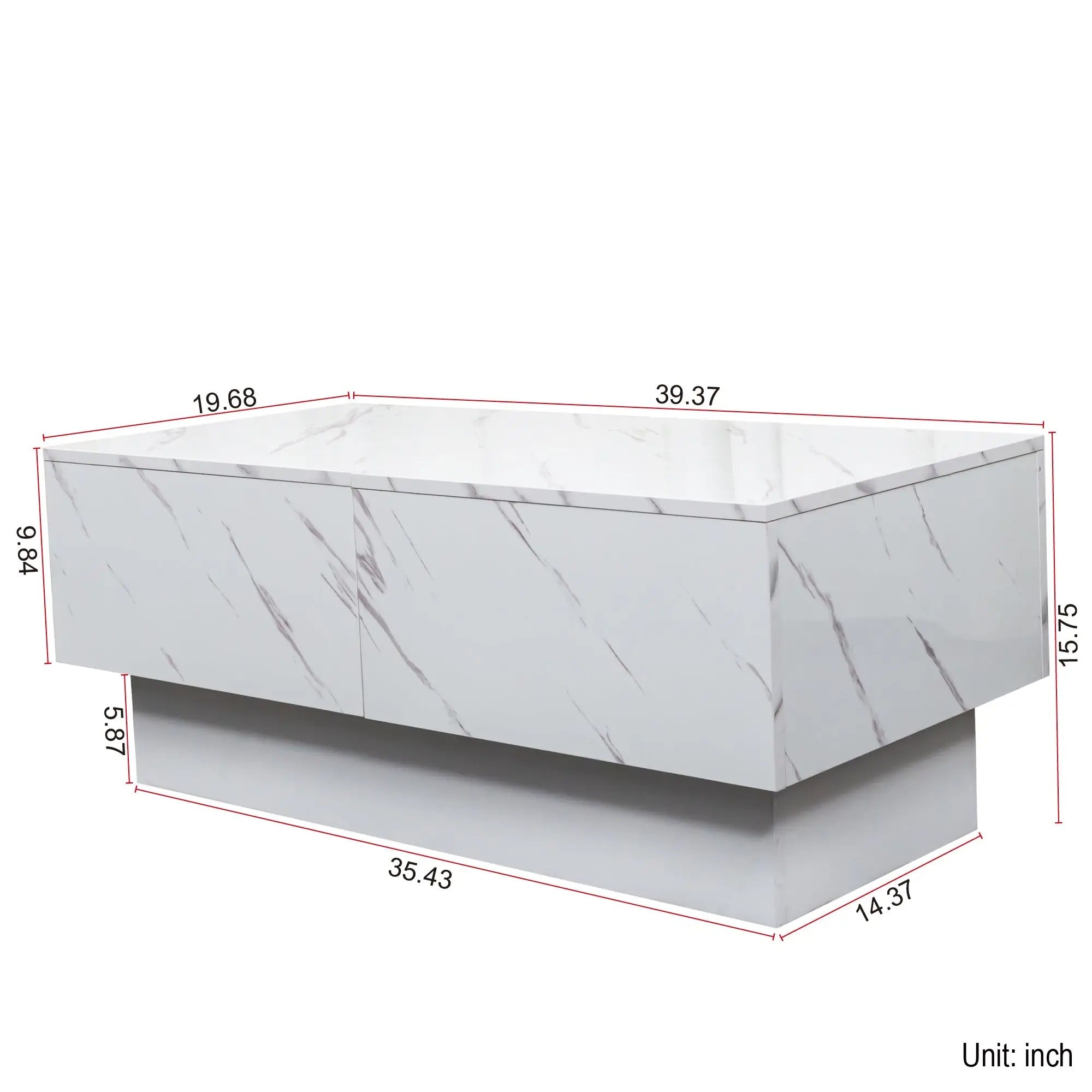 Expandable LED Coffee Table with Hidden Storage – Sliding Top Modern Living Room Table, Extends to 57 Inches