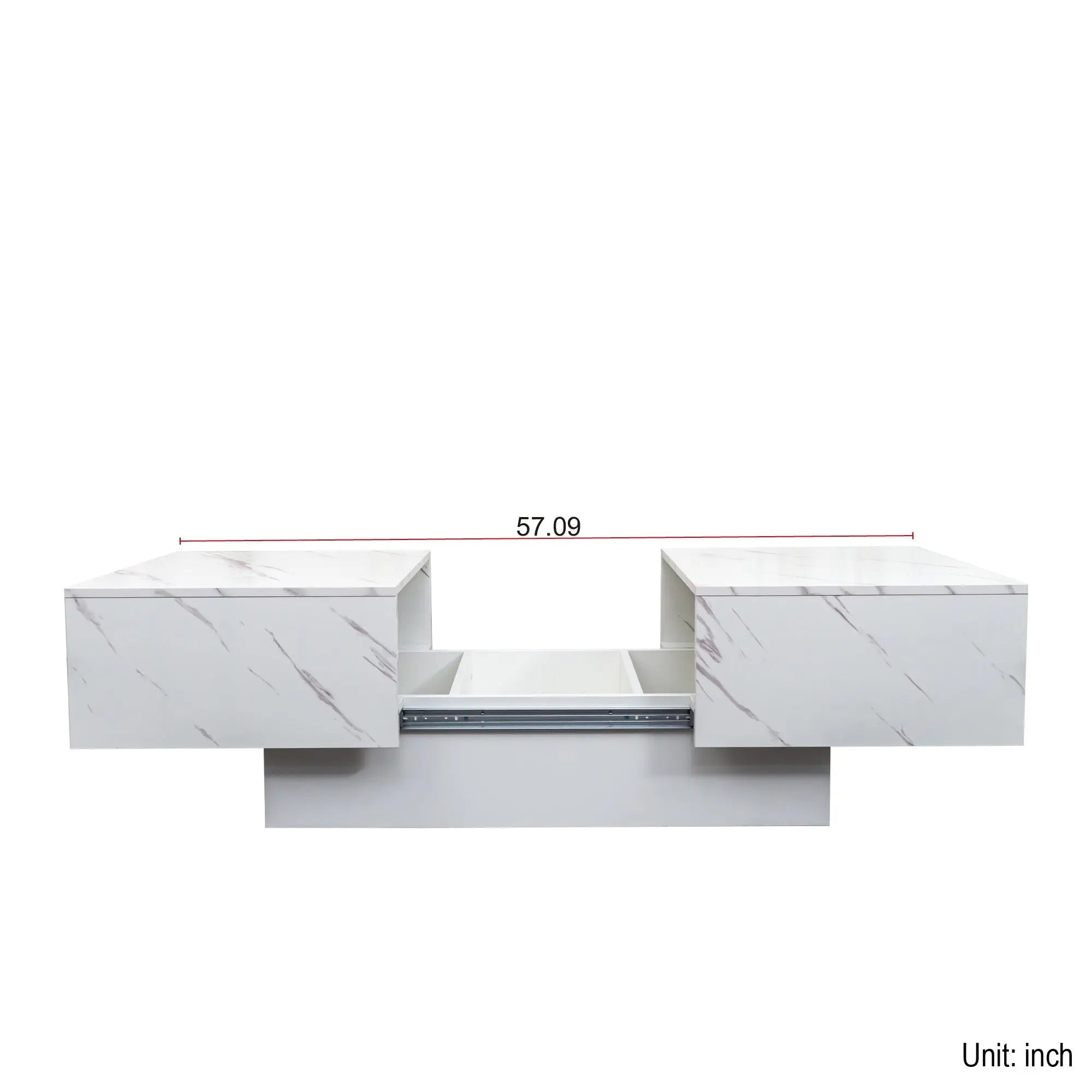 Expandable LED Coffee Table with Hidden Storage – Sliding Top Modern Living Room Table, Extends to 57 Inches