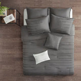 Raw Edge Ribbon 8-Piece Comforter Set, Grey