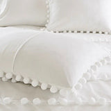 Pom-Pom Trims 3-Piece Comforter or Duvet Cover Set, Ivory