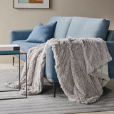 Weighted Blanket Shaggy Fur Throw 12/18 LB, Grey