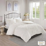 Tufted Chenille Damask Comforter/Duvet Cover Mini Set, White