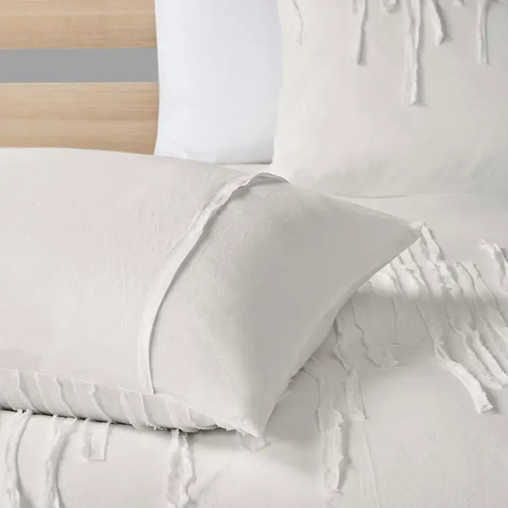 Taping Stripes 5-Piece Comforter or Duvet Cover Set, Ivory