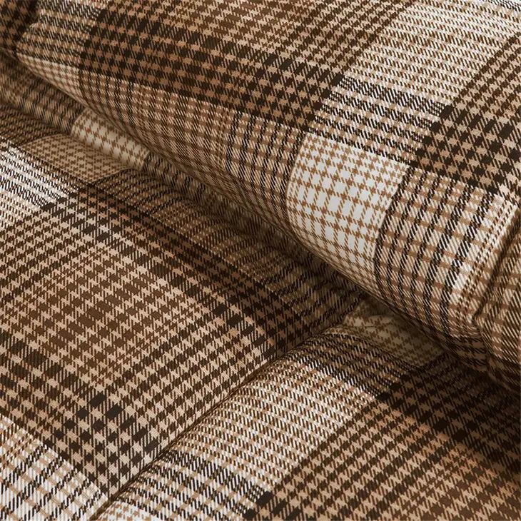 Plaid Soft Spun Comforter Mini Set, Liber Brown