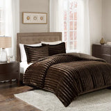 Dux Faux Fur 3-Piece Comforter Mini Set, Chocolate Brown