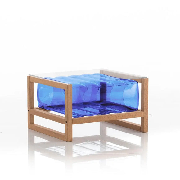 Crystal Blue Design Coffee Table in Wood and TPU