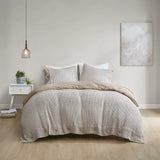 Waffle Weave Comforter/Duvet Cover Set, Taupe