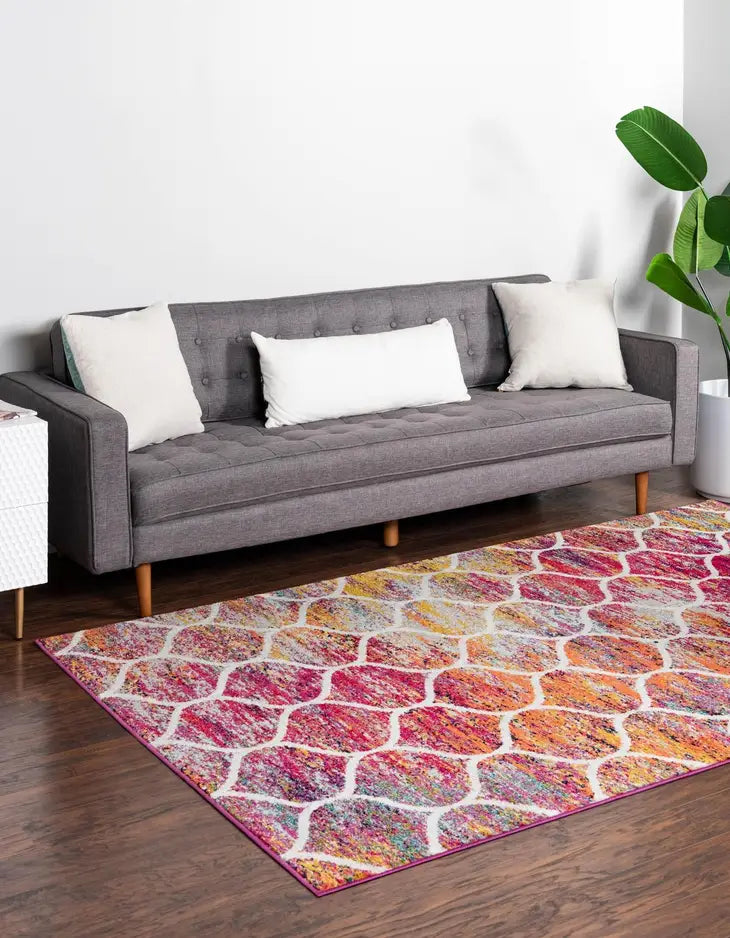 Geometric Rounded Trellis Frieze Rug (Large Rectangular)