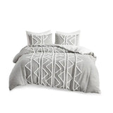 Chambray Tufted Comforter/Duvet Cover Mini Set, Grey