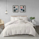 Taping Stripes 5-Piece Comforter or Duvet Cover Set, Ivory