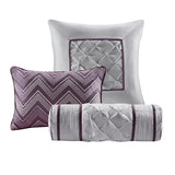 Silky Tufted 7-Piece Comforter Set, Plum Purple