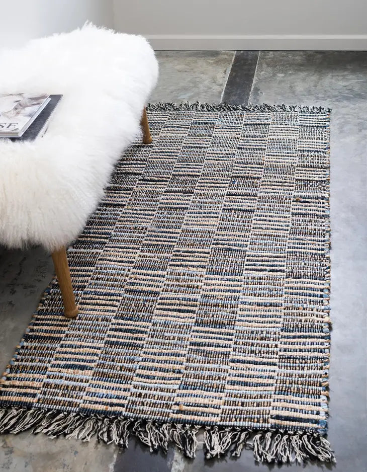 Checkered Chindi Jute Rug