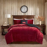 Plush to Sherpa Winter Comforter Set, Red
