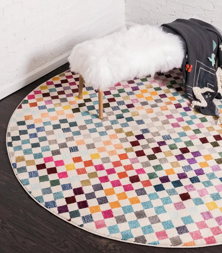 Modern Checkered Palm Bay Chromatic Rug