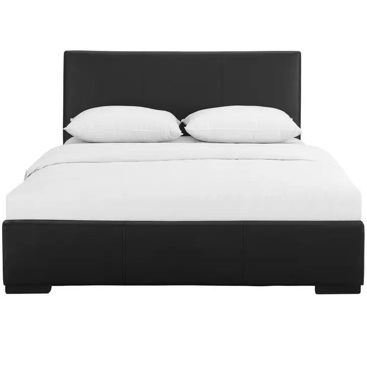 Black Upholstered Queen Platform Bed