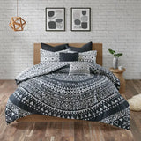 Boho Geo 7-Piece Comforter, Duvet Cover, Coverlet Set, Black